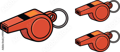 Sports Whistle Outline Icon  Red Whistle with Keychain Collection