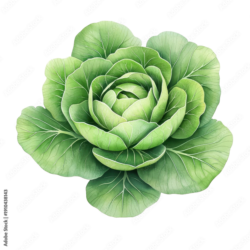Obraz premium Simple watercolor cabbage, isolated on a white background. PNG