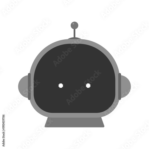 無表情な目だけのかわいいロボットのイラスト - AIアシスタントやデジタルテクノロジーのイメージ素材