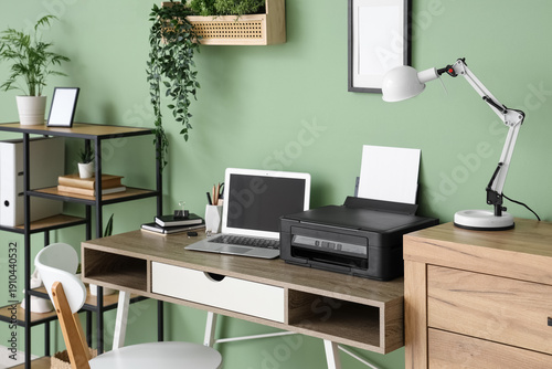 Workplace with modern print...