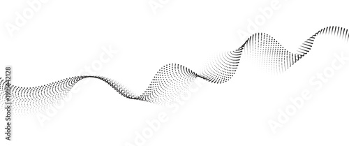 Flowing Dot Wave halftone gradient pattern on transparent background
