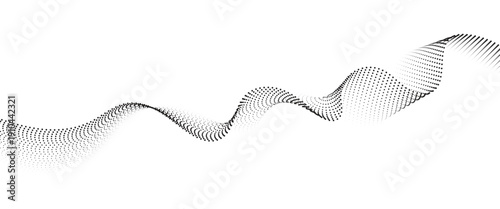 Flowing Dot Wave halftone gradient pattern on transparent background
