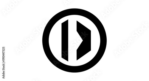 play button icon, circle, media symbol, black and white