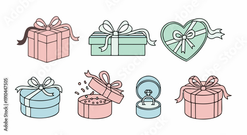 Collection of Elegant Engagement Gift Boxes and Ring Cases with Bows