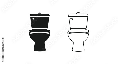 Two toilet icons one black and one white shown in simple outline style