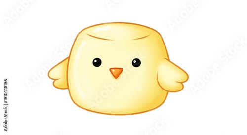 Cartoon chick illustration adorable yellow bird character on white background