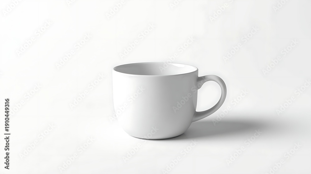 Obraz premium Simple white ceramic mug isolated on a clean white background