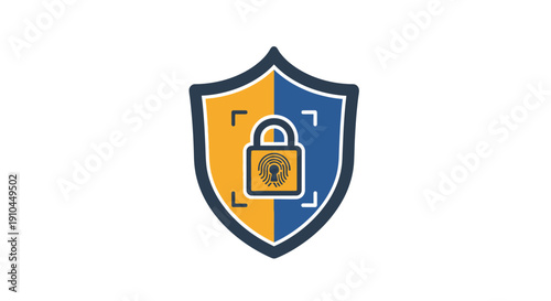 Digital Security Shield with Padlock Icon.