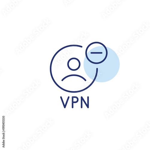 VPN user and minus. Delete account, revoke access and cancel subscription. Pixel perfect, editable stroke vector icon