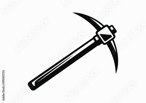 Pickaxe, black and white vector silhouette illustration
