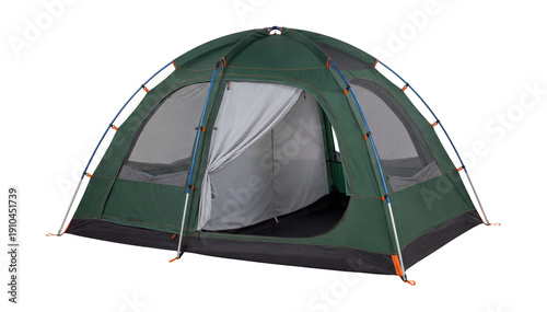 Extended dome tent with multiple doors and a detachable divider curtain.