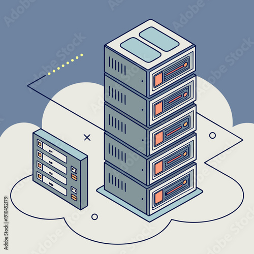 Server virtualization concept featuring layered machines, demonstrating efficient resource allocation and IT infrastructure management in cloud computing environments.