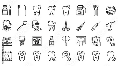 Dental Care Icons Collection Vector Illustration.