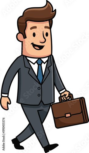 Business professional, corporate worker, office employee, career success, executive character, job growth, workplace concept, businessman walking, flat vector illustration