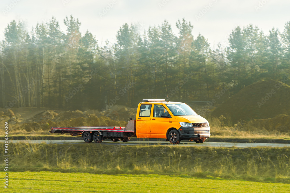 custom made wallpaper toronto digitalOrange tow truck near grassy roadside