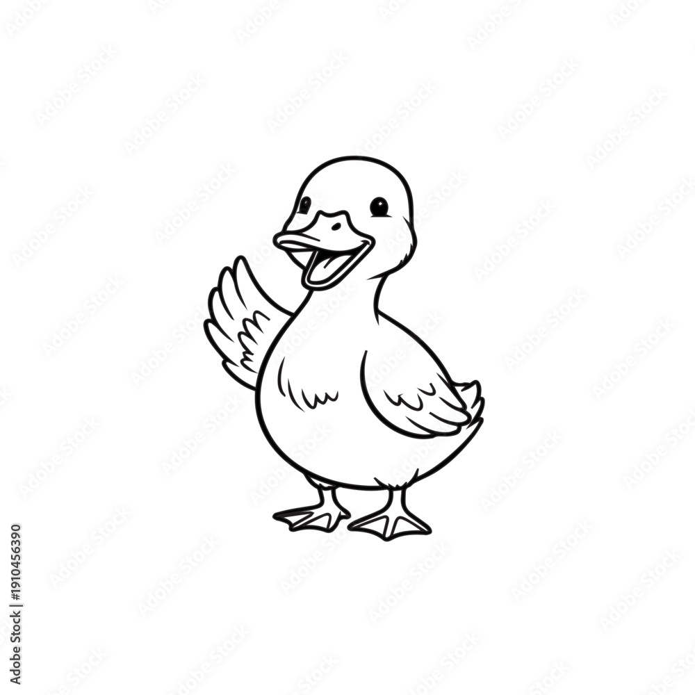 Fototapeta premium Cute duckling waving hello