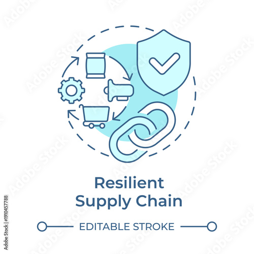 Resilient supply chain soft blue concept icon. Service assurance, digital commerce. Round shape line illustration. Abstract idea. Graphic design. Easy to use in presentation, article