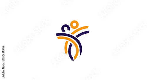 Abstract logo design with dynamic shapes and vibrant colors.