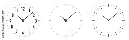 Black clock faces set. Vector illustration isolated on a white background