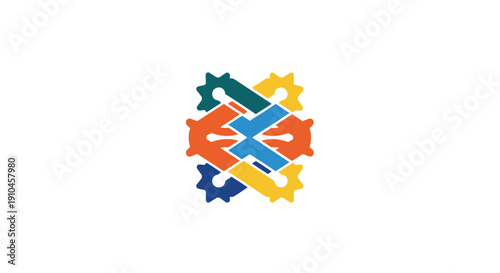 Colorful interlocking puzzle pieces forming a cohesive unit.