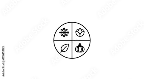 Simple black icon set of natural elements in a circle.