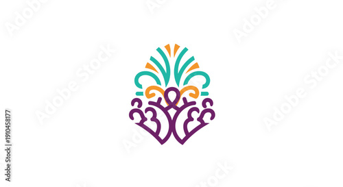 Vibrant Abstract Floral Logo Design Element.