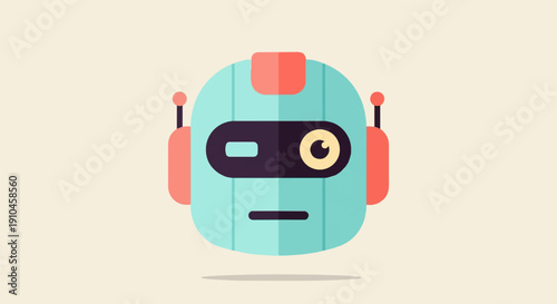 Cute cartoon robot face with one eye and antennas