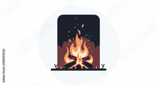 Cozy fire crackling in a modern fireplace, radiating warmth