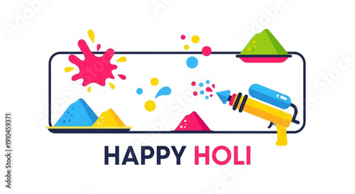 Vibrant holi celebration with colorful powders and water spray