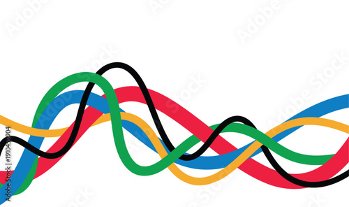 Abstract colorful curved flowing lines background