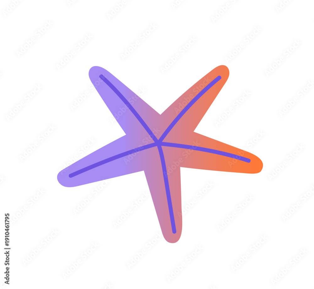 Obraz premium Starfish icon in gradient style. Colourful star fish of the ocean. Exotic sea animal. Tropical undersea fauna. Underwater wildlife. Sealife. Flat isolated vector illustration on white background