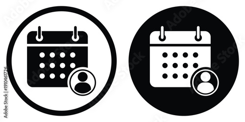 Personal calendar icon with a user profile symbol. Vector design for individual schedules, birthday reminders, employee shifts, or personalized event management tools.