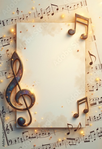 Blank space with musical notes in the background