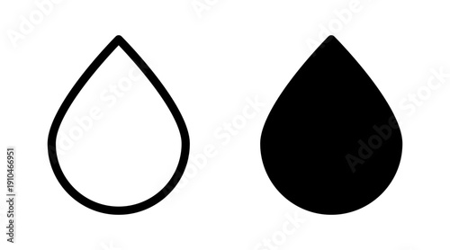 Water Drop Icon Outline and Solid Fill Contrast