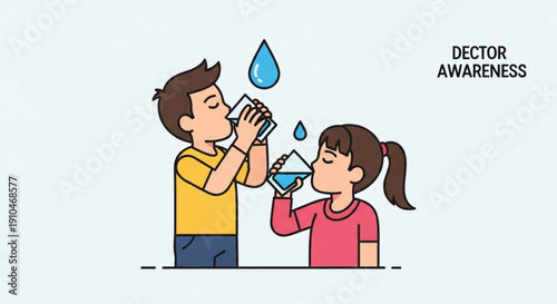 Man and woman drinking water from glasses for hydration and health awareness