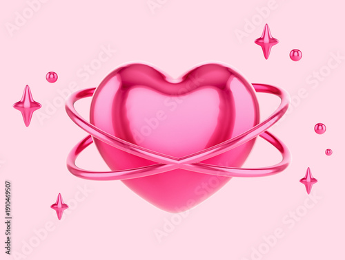 heart, metalic, pink, 3d, geomerty