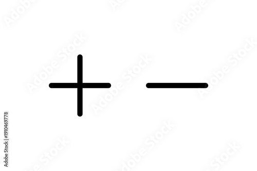 Simple plus and minus signs on white background.