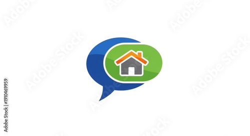 Free Download Real estate communication symbol with house icon in speech bubble - GFXLoad