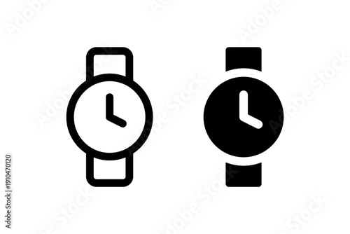 Minimalist analog clock icons with simple black and white design.