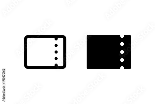 Minimalist icon of perforated ticket stubs.