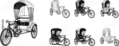 Vintage tricycle illustrations