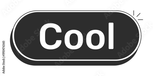 Cool rounded modern black UI element. Approval reaction. Chill vibes. Relaxed positive response. Casual reply. Monochrome clickable button. Flat web CTA with white bold text. Rubik font used