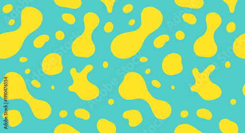 Abstract yellow blobs on a blue background creating a vibrant pattern.