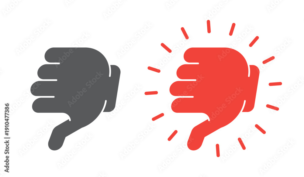 Obraz premium Thumbs down dislike isometric social media UI button set. Downvote reaction. Negative feedback. Disagree rejection icons. Clean modern vector design. Isolated interactive CTA elements collection