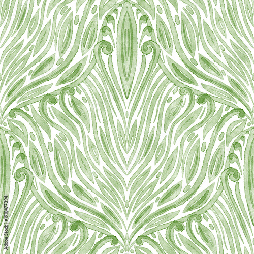 Watercolor texture with floral elements in a symmetrical pattern