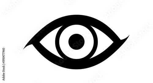 eye icon, vision symbol, black and white, simple design