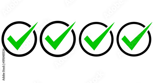 green checkmarks in circles, success, approval, validation concept