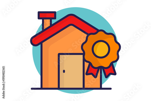 Warranty icon colored. Icon related to real estate. Residential elements vector illustration. Transparent background
