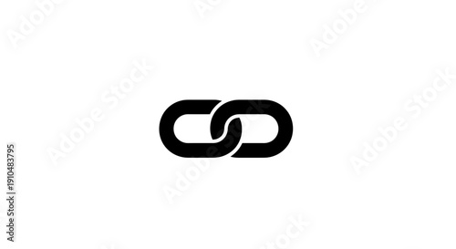 chain link symbol, connection, black icon, white background, interlocking, isolated