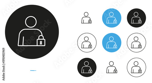 secure user icon, account protection symbol, privacy concept